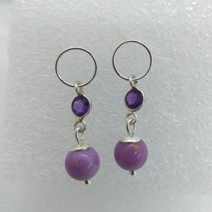 PHOSPHOSIDERIT Ohrringe Ohrhänger Ohrstecker 925 Sterling Silber Amethyst