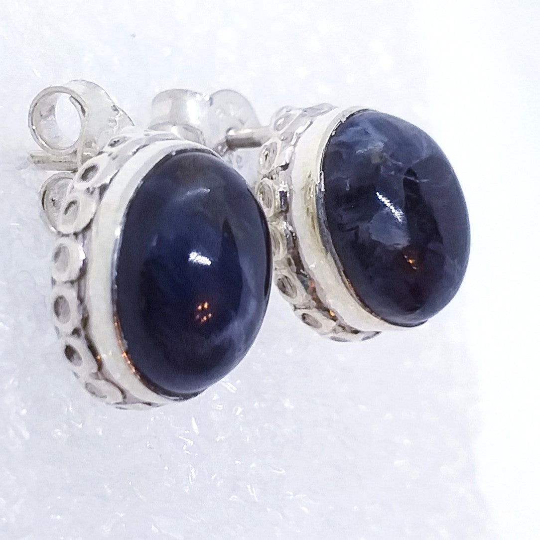 blauer PIETERSIT Ohrringe Ohtstecker 925 Sterling Silber blau