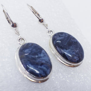blauer PIETERSIT Ohrringe Klappbrisur 925 Sterling Silber Brisur Ohrhänger blau