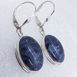 blauer PIETERSIT Ohrringe Klappbrisur 925 Sterling Silber Brisur Ohrhänger blau