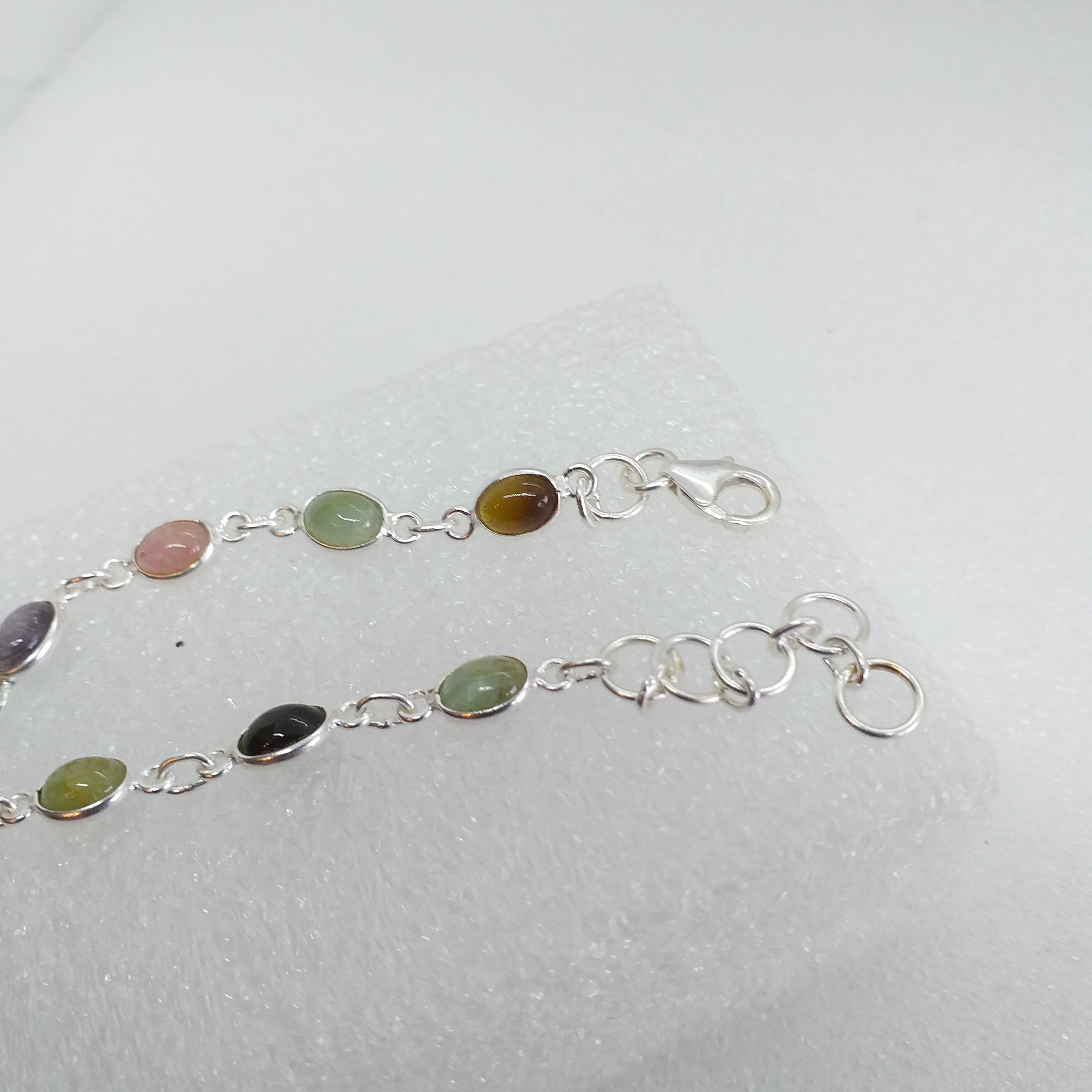 TURMALIN pink grün gelb blau Armkette 925 Sterling Silber Armband Verdelith Rubellit