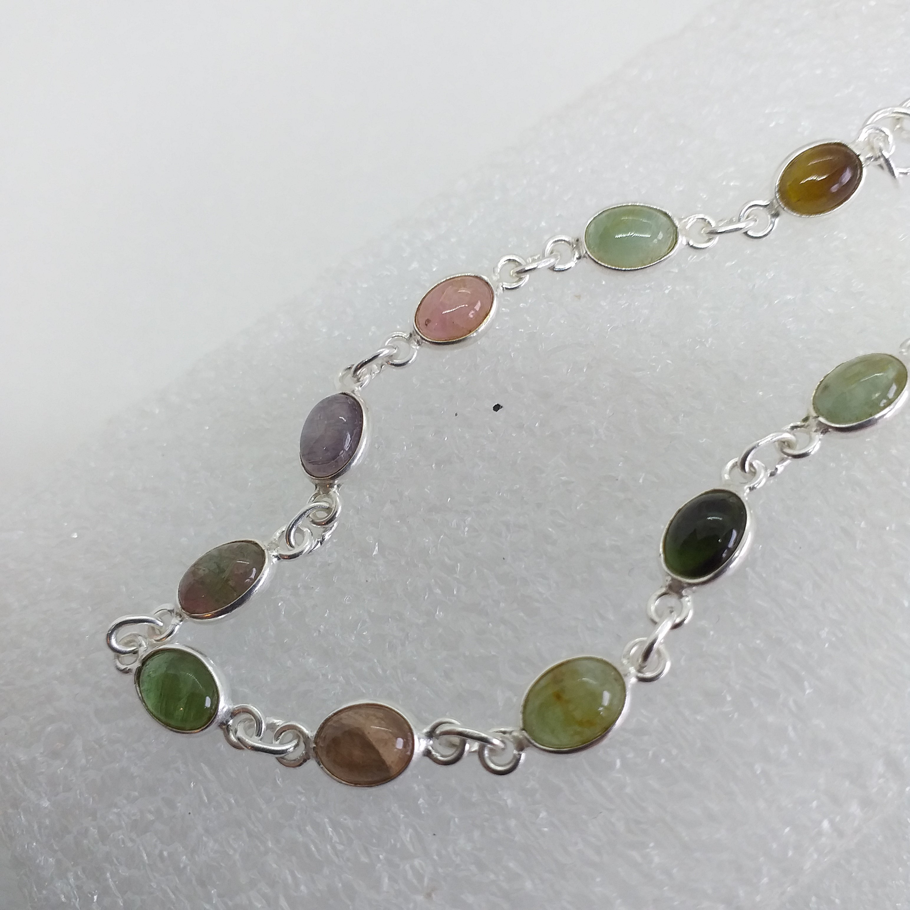 TURMALIN pink grün gelb blau Armkette 925 Sterling Silber Armband Verdelith Rubellit