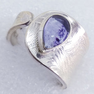 echter Derbyshire FLUORIT Blue John Ring 925 Sterling Silber Gr. 18 19