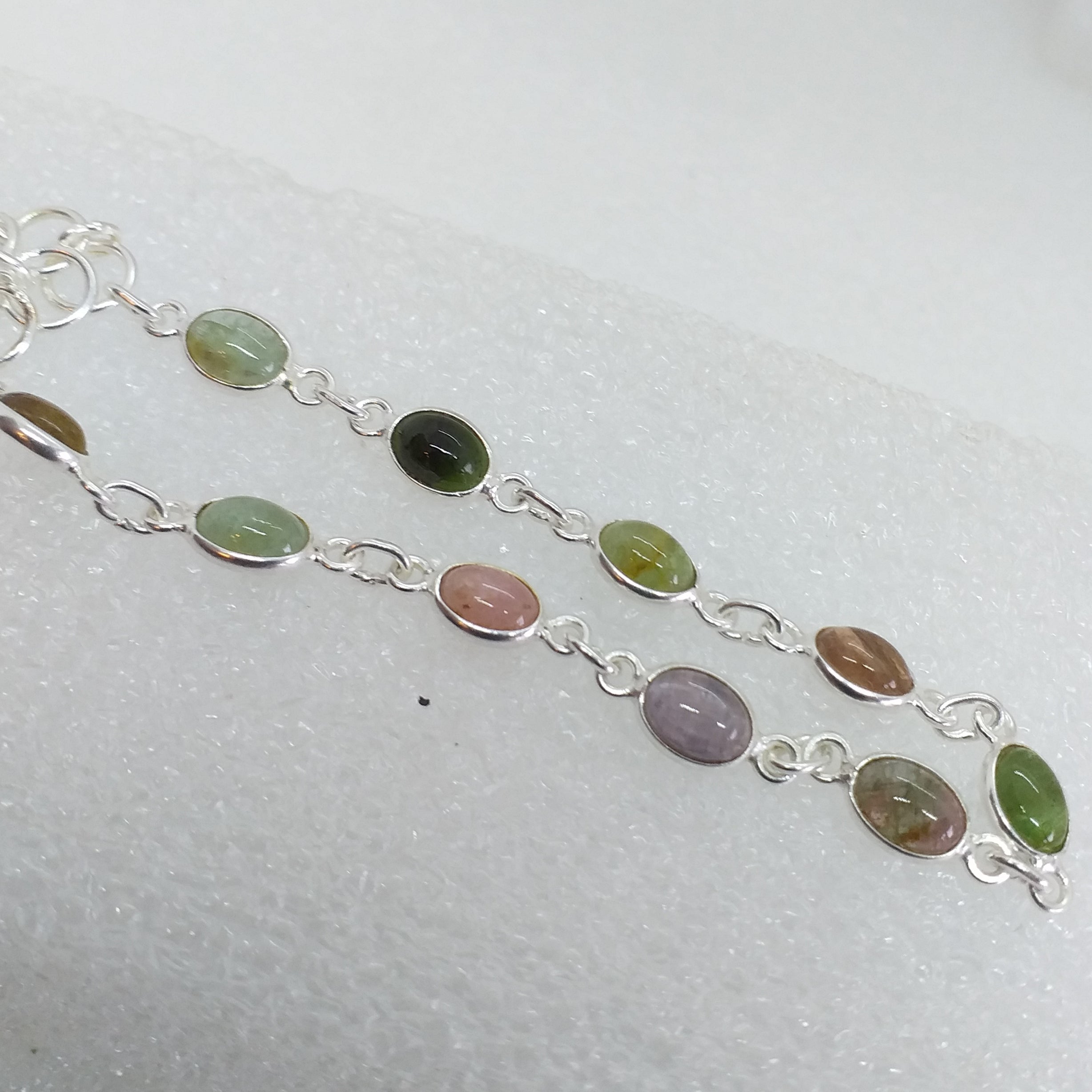 TURMALIN pink grün gelb blau Armkette 925 Sterling Silber Armband Verdelith Rubellit