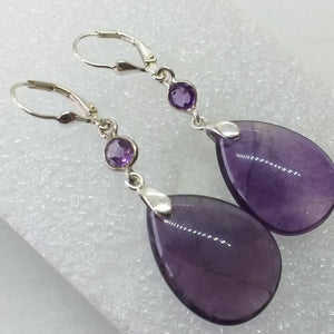 FLUORIT Ohrringe Klappbrisur 925 Sterling Silber Brisur Ohrhänger Amethyst