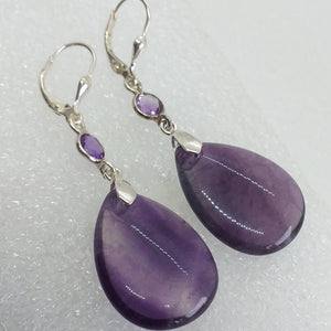 FLUORIT Ohrringe Klappbrisur 925 Sterling Silber Brisur Ohrhänger Amethyst