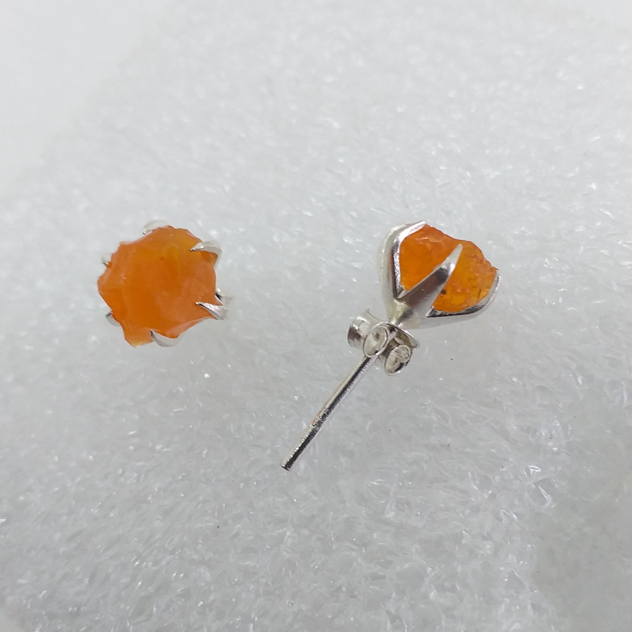 Feueropal Opal Ohrringe Ohrstecker 925 Silber Natur Rohstein