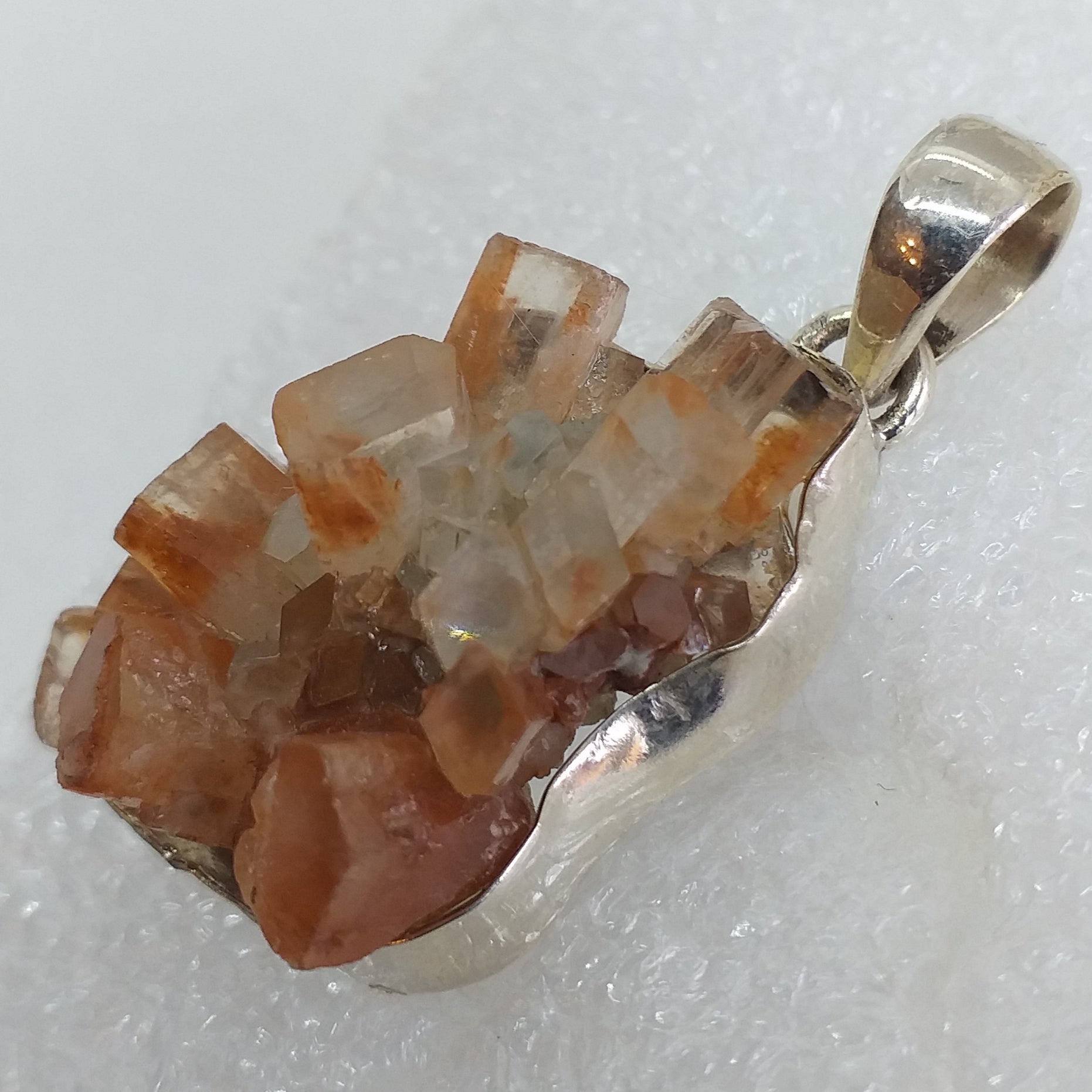 ARAGONIT KRISTALL Rohstein Kristallstufe Anhänger 925 Sterling Silber