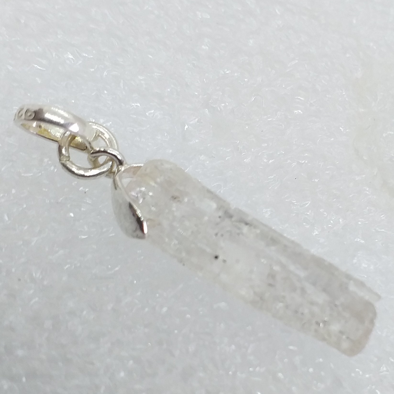 weißer Kunzit Anhänger 925 Sterling Silber Spdoumen Rohstein
