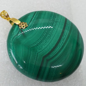 echter Natur MALACHIT Anhänger 925 Sterling Silber 51 mm Gold vergoldet