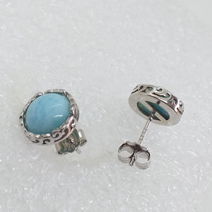 echter Natur LARIMAR Ohrringe Ohrstecker 925 Sterling Silber rhodiniert