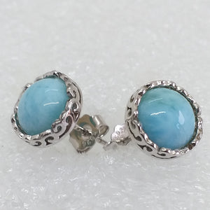 echter Natur LARIMAR Ohrringe Ohrstecker 925 Sterling Silber rhodiniert