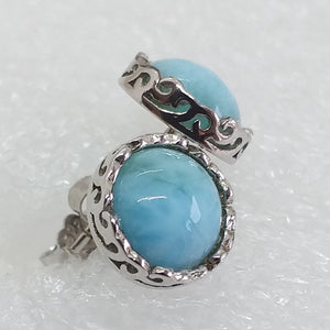 echter Natur LARIMAR Ohrringe Ohrstecker 925 Sterling Silber rhodiniert
