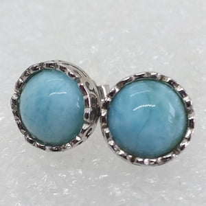 echter Natur LARIMAR Ohrringe Ohrstecker 925 Sterling Silber rhodiniert