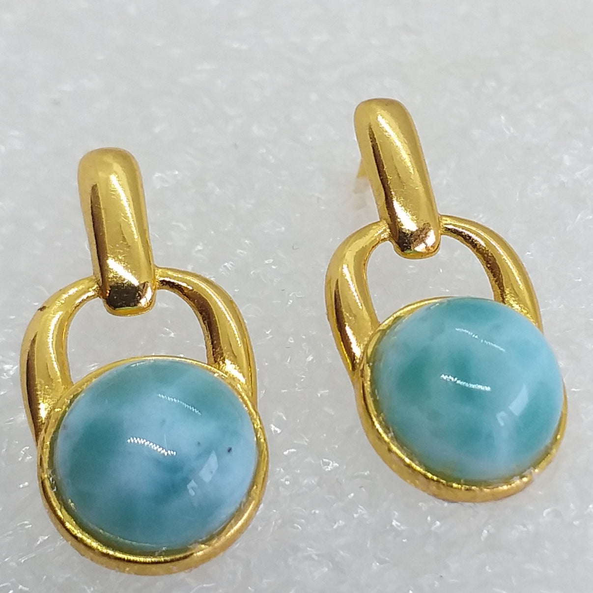 echter Natur LARIMAR Ohrringe Ohrstecker 925 Sterling Silber Gold vergoldet