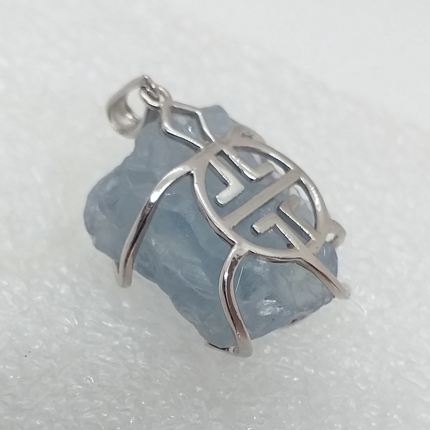 Cölestin Anhänger 925 Sterling Silber Rohstein