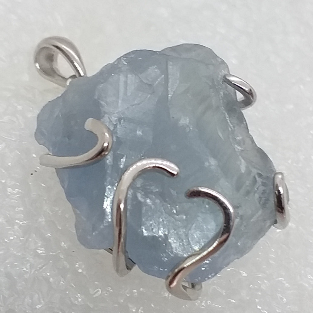 Cölestin Anhänger 925 Sterling Silber Rohstein