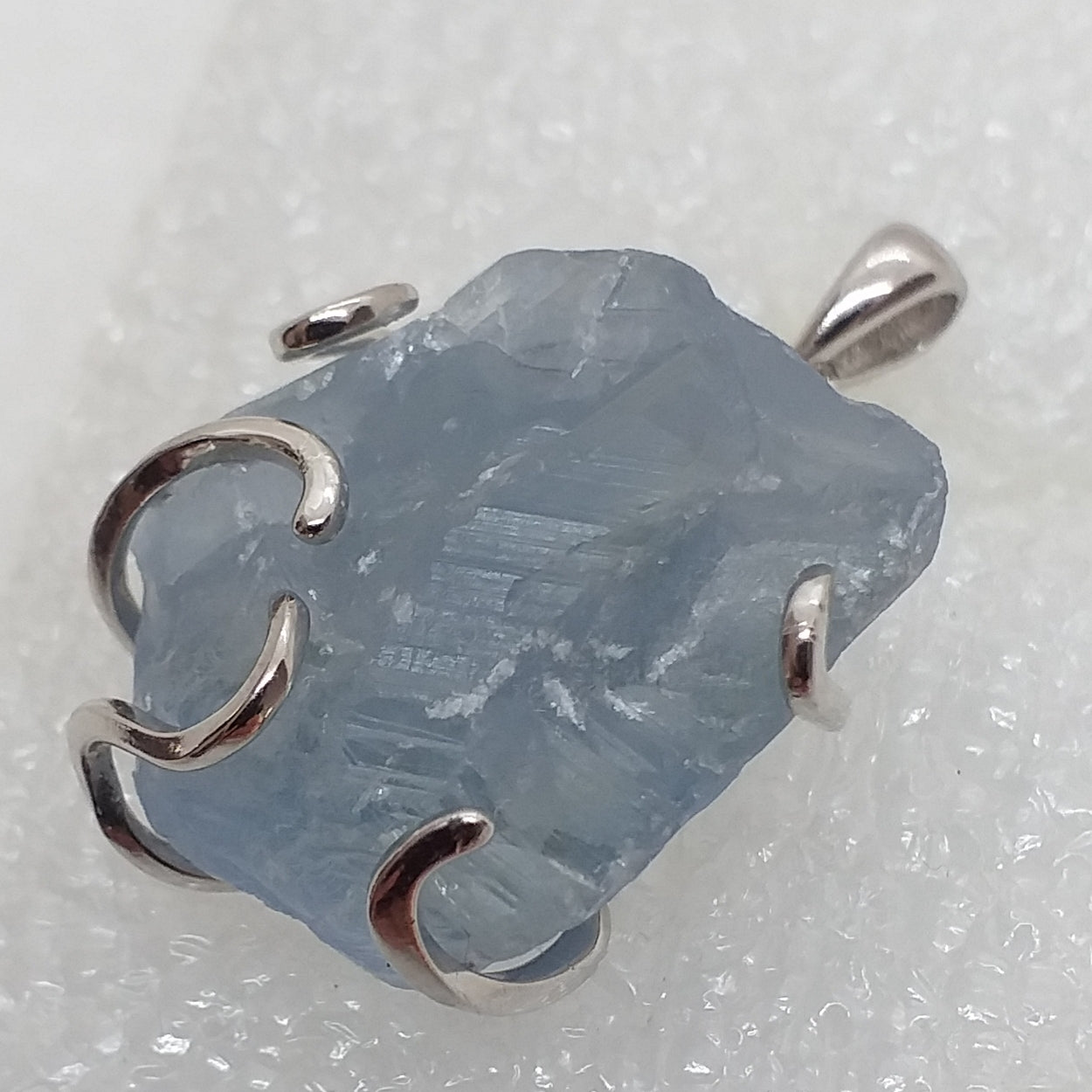 Cölestin Anhänger 925 Sterling Silber Rohstein