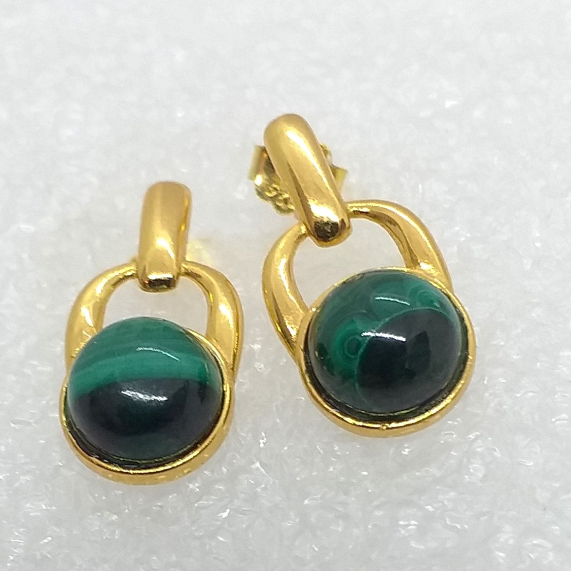 echter MALACHIT Ohrringe Ohrstecker 925 Sterling Silber Gold