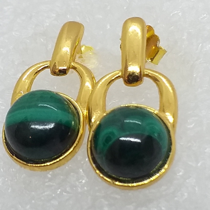 echter MALACHIT Ohrringe Ohrstecker 925 Sterling Silber Gold