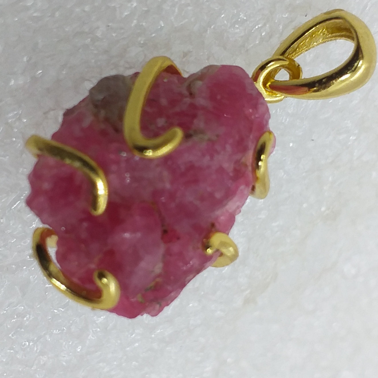 Rubellit Anhänger pinker Turmalin rosa 925 Sterling Silber Gold Rohstein