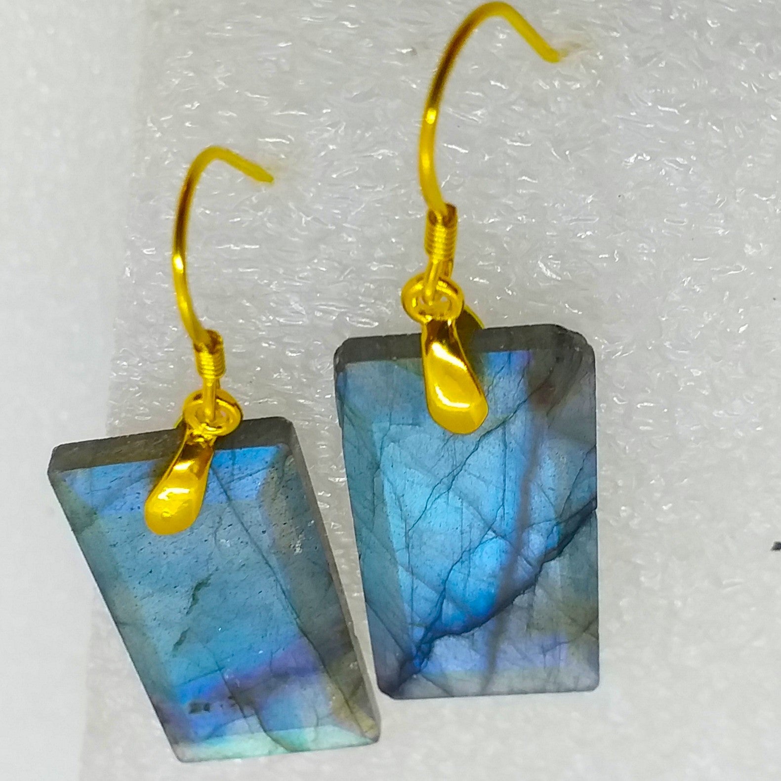 LABRADORIT Ohrringe Ohrhänger GOLD 925 Sterling Silber vergoldet