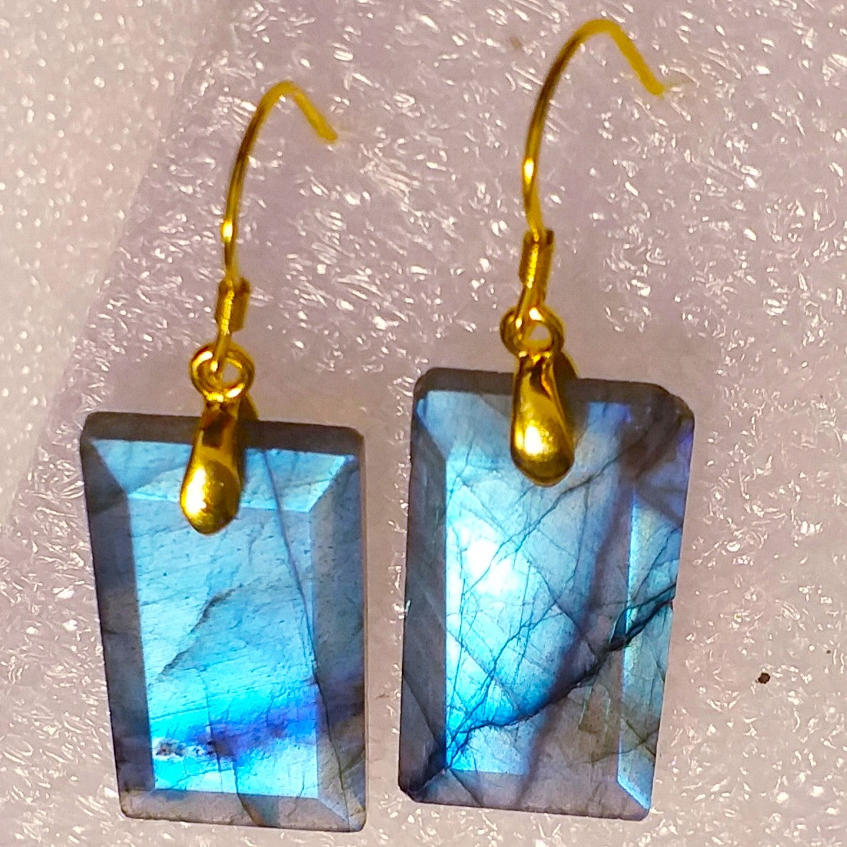 LABRADORIT Ohrringe Ohrhänger GOLD 925 Sterling Silber vergoldet