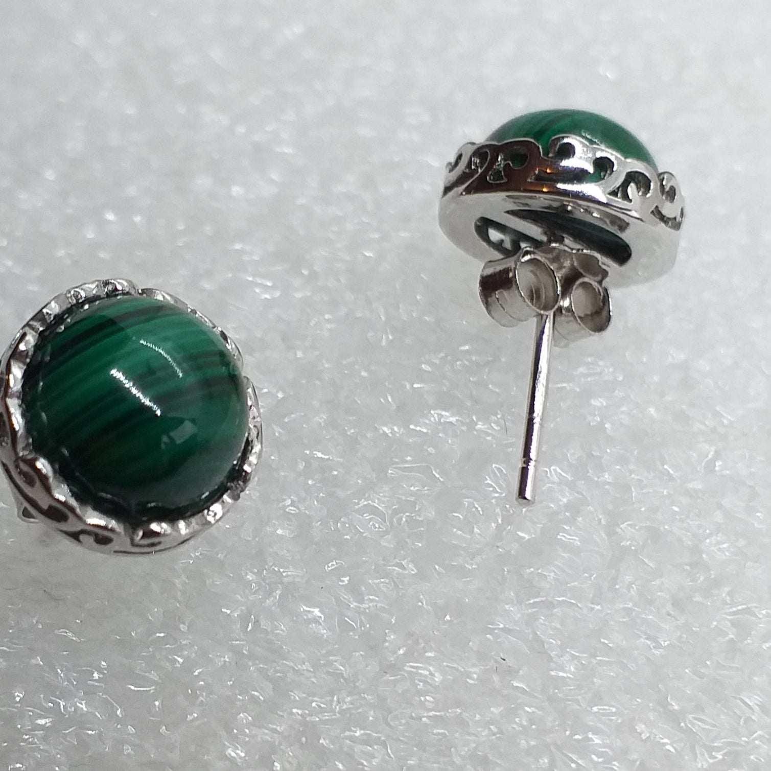 MALACHIT Ohrringe Ohrstecker 925 Sterling Silber rhodiniert