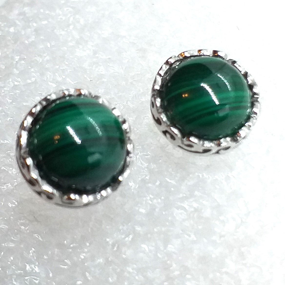 MALACHIT Ohrringe Ohrstecker 925 Sterling Silber rhodiniert