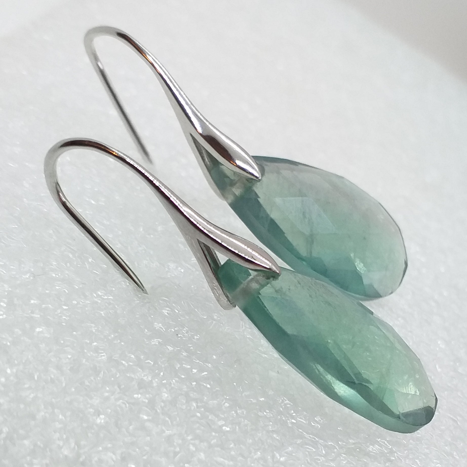 FLUORIT Ohrringe Ohrhänger 925 Sterling Silber rhodiniert grüner Fluorit