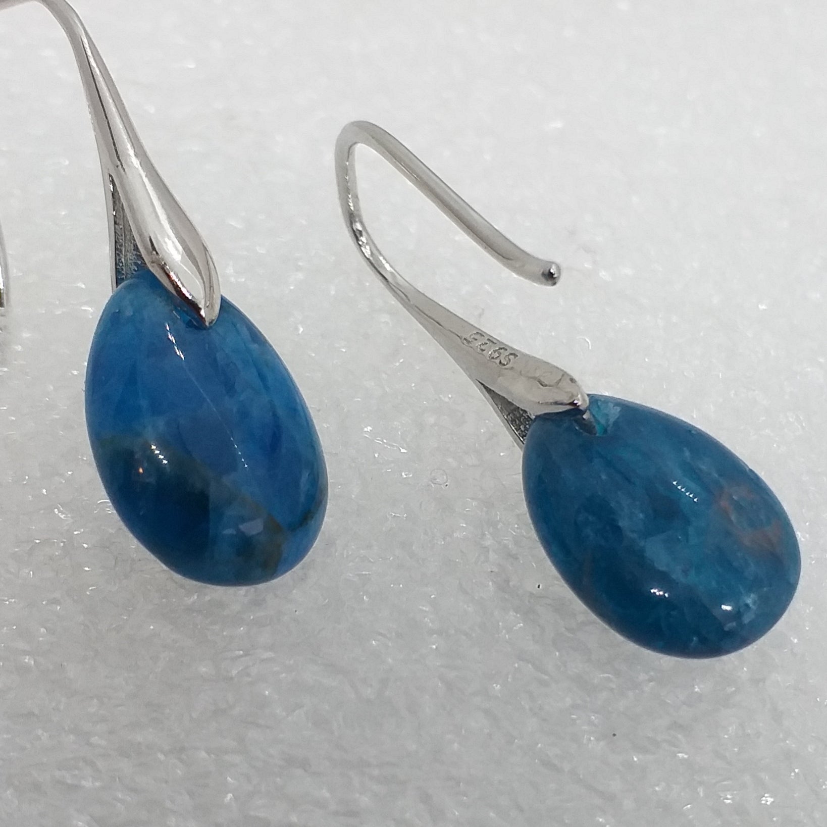 blauer APATIT Ohrringe 925 Sterling Silber rhodiniert Ohrhänger