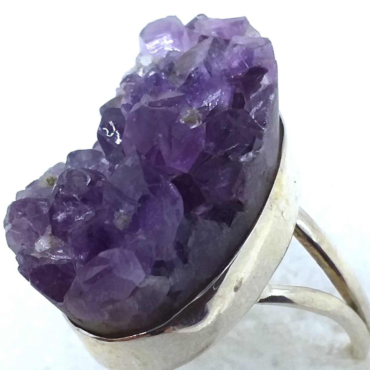 AMETHYST Druse Ring Gr. 19,5 925 Sterling Silber Kristall Rohstein