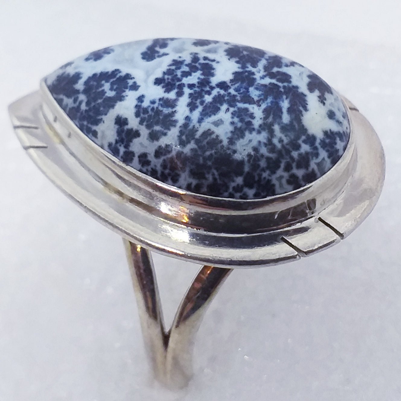 DENDRITENACHAT RING Medicine Bow Gr.19,5 925 Sterling Silber Dendriten Achat