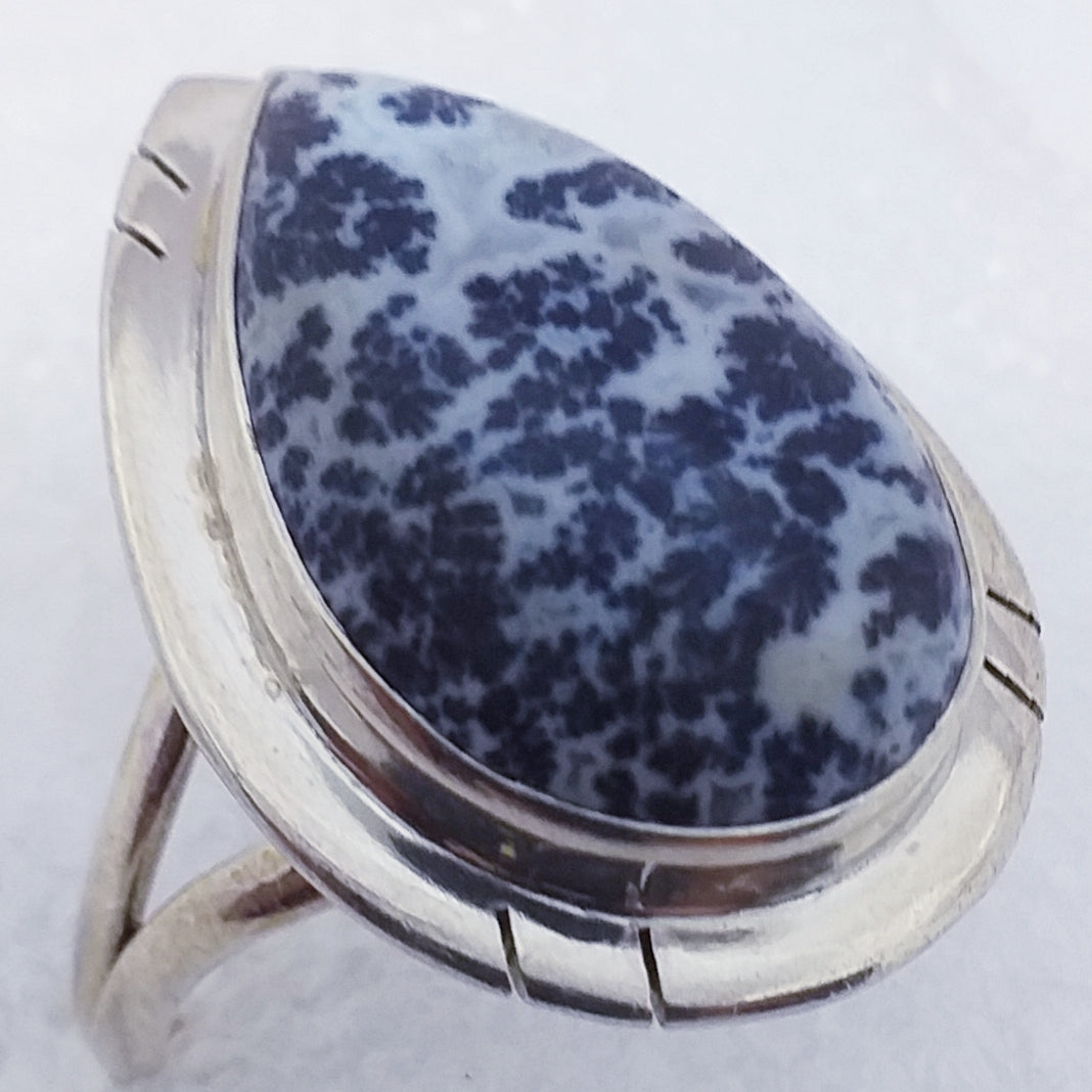 DENDRITENACHAT RING Medicine Bow Gr.19,5 925 Sterling Silber Dendriten Achat