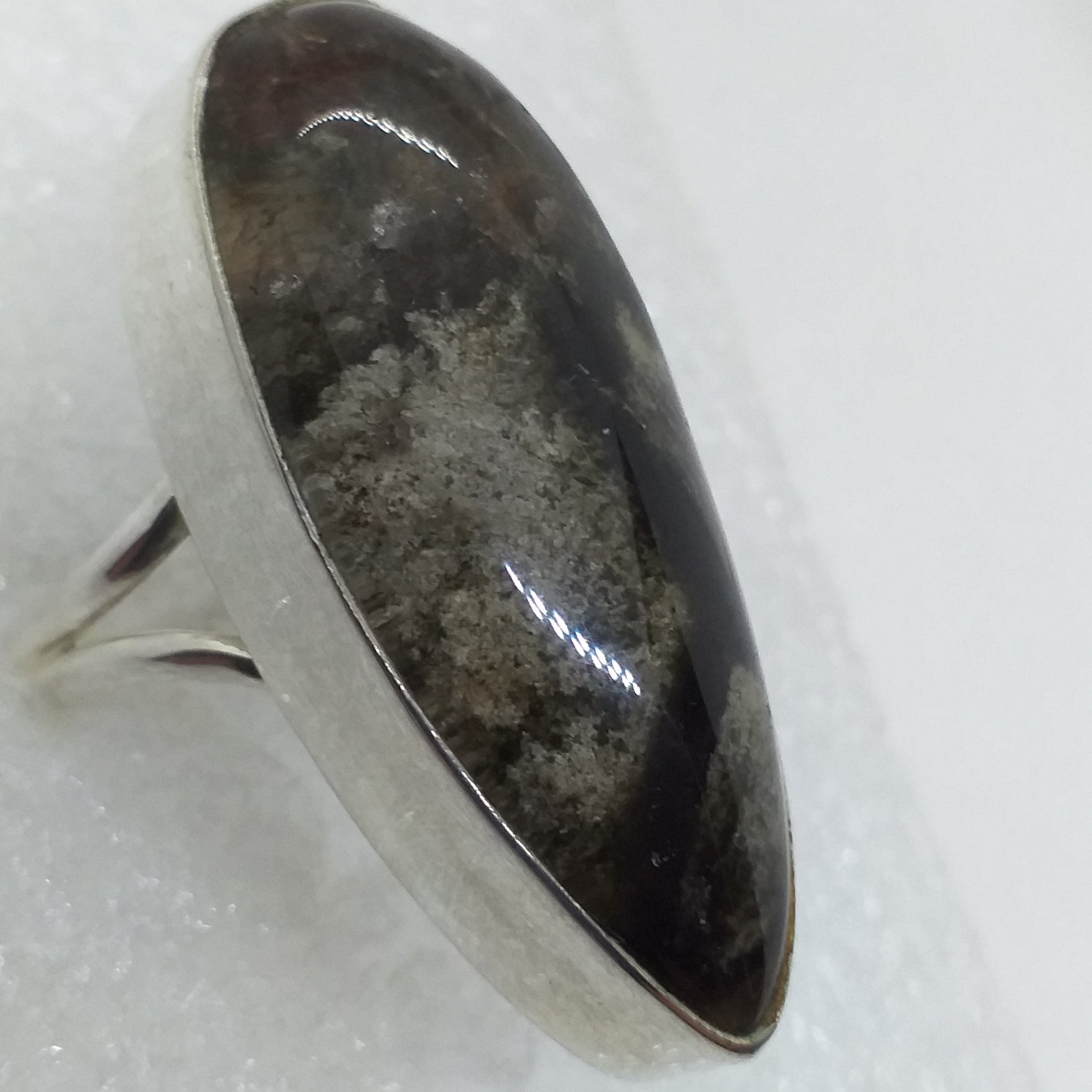 echter PHANTOMQUARZ BERGKRISTAL Ring Gr 18,5 925 Sterling Silber