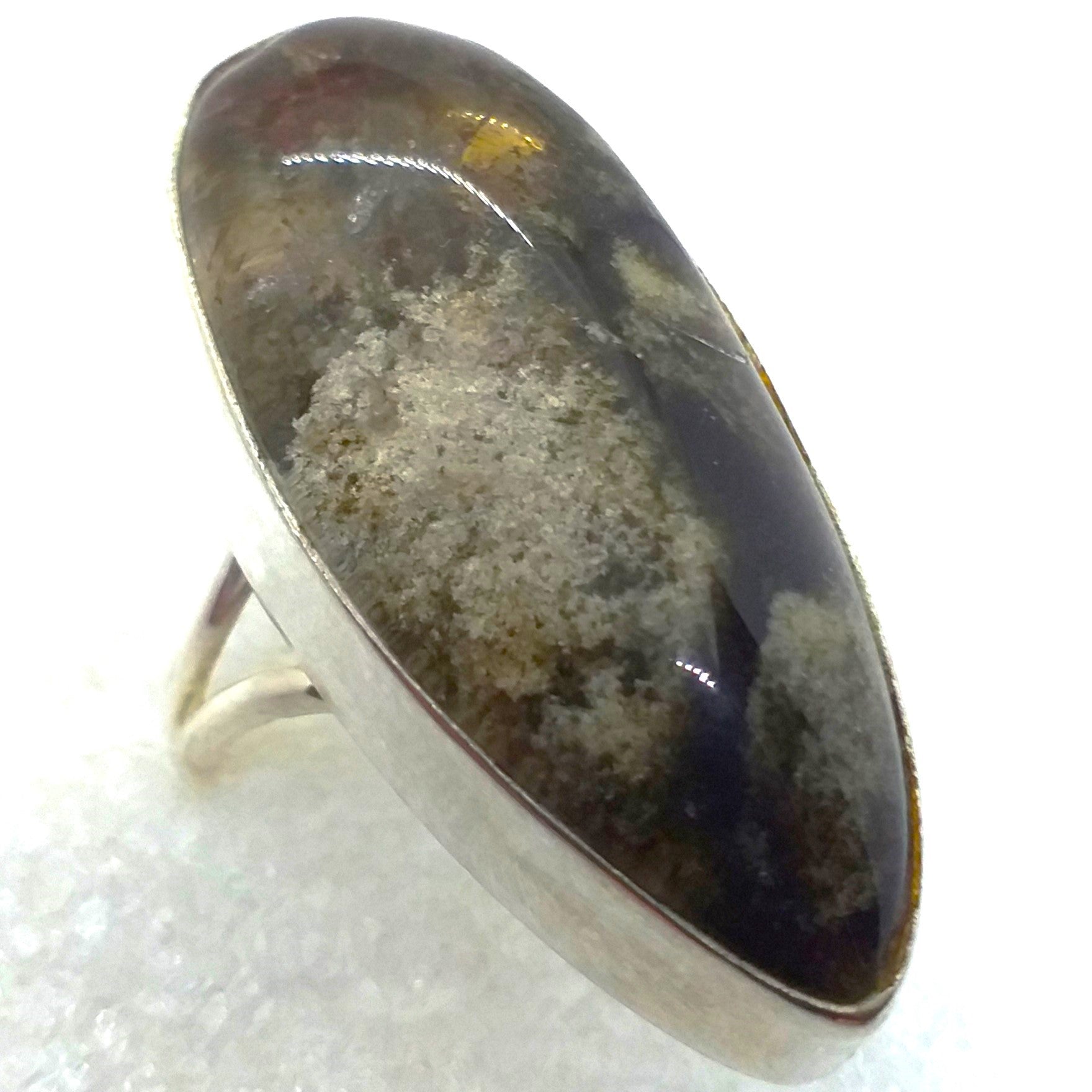 echter PHANTOMQUARZ BERGKRISTAL Ring Gr 18,5 925 Sterling Silber