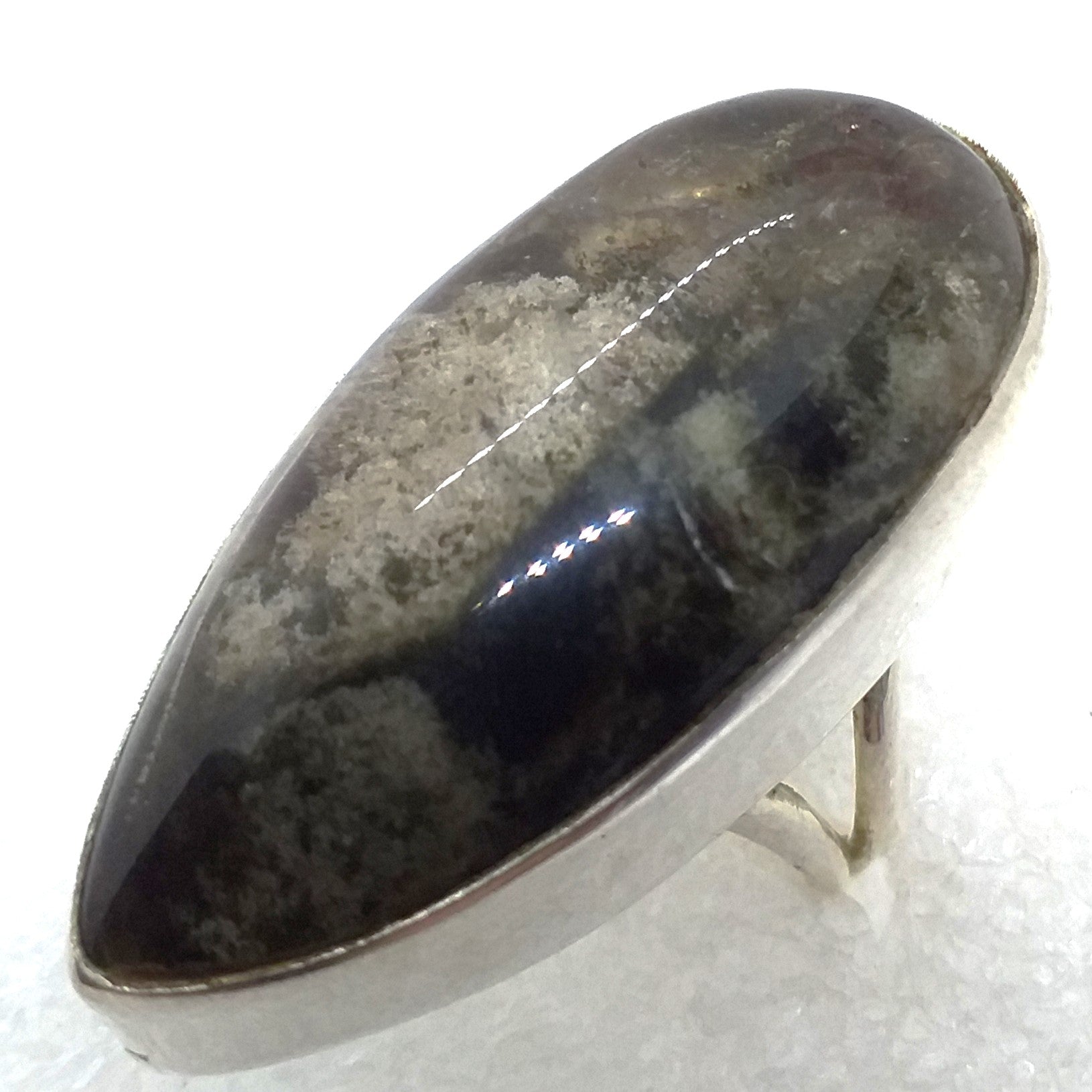 echter PHANTOMQUARZ BERGKRISTAL Ring Gr 18,5 925 Sterling Silber