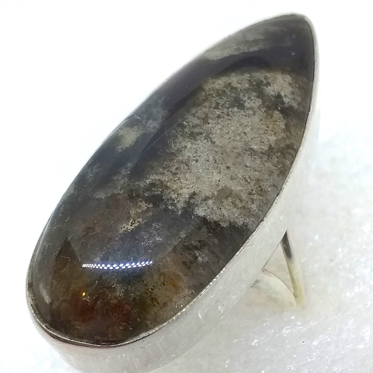 echter PHANTOMQUARZ BERGKRISTAL Ring Gr 18,5 925 Sterling Silber