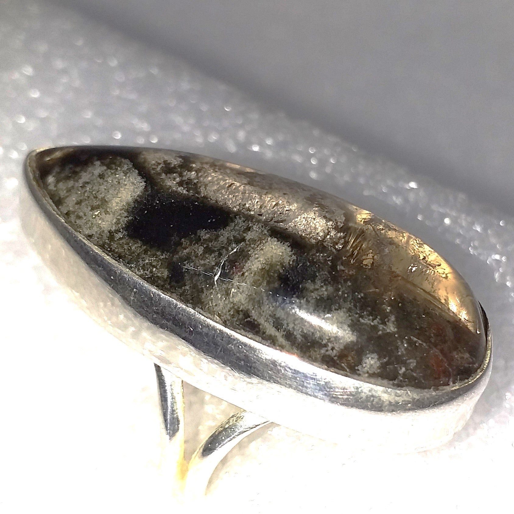 echter PHANTOMQUARZ BERGKRISTAL Ring Gr 18,5 925 Sterling Silber