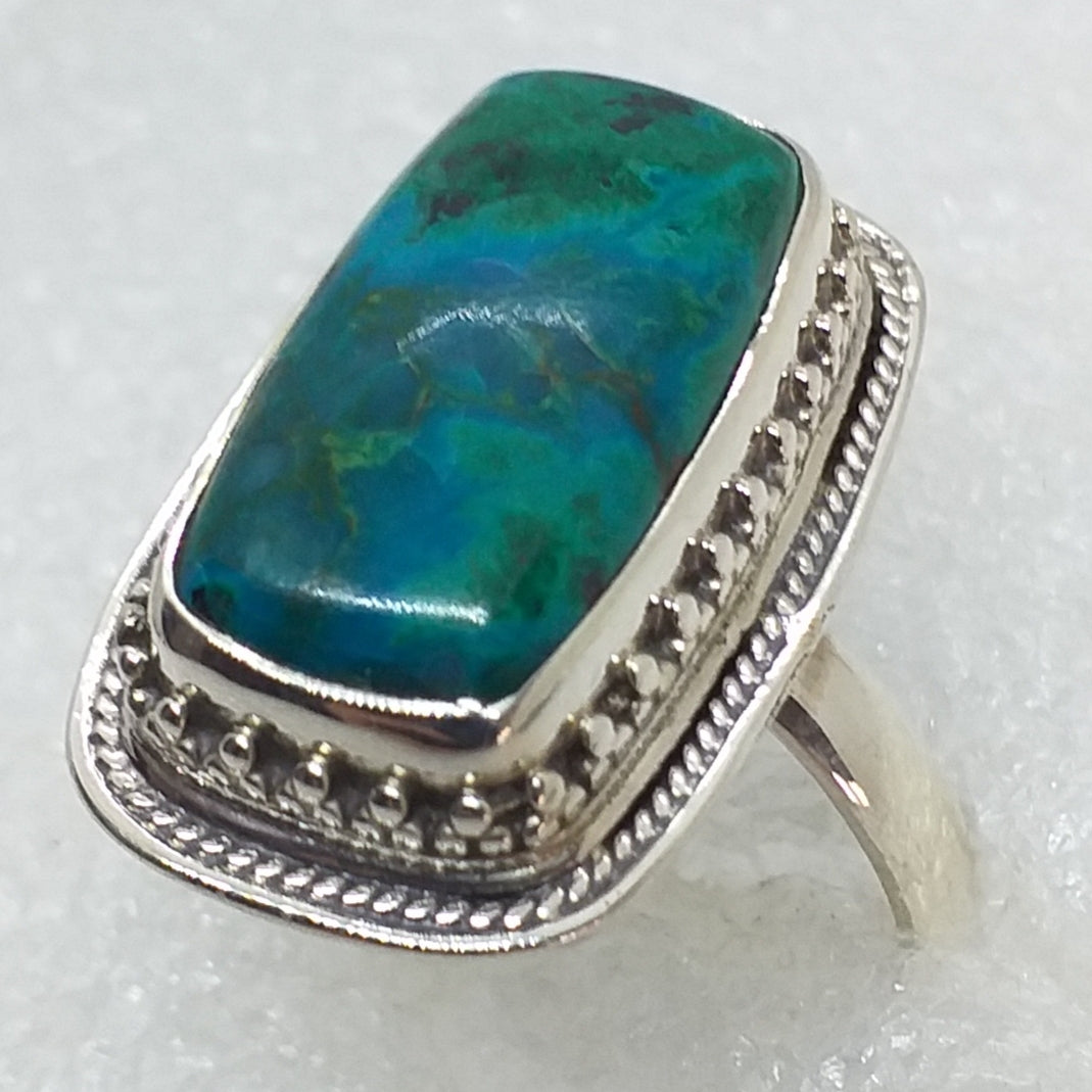echter Natur CHRYSOKOLL Ring Gr. 18 925 Sterling Silber