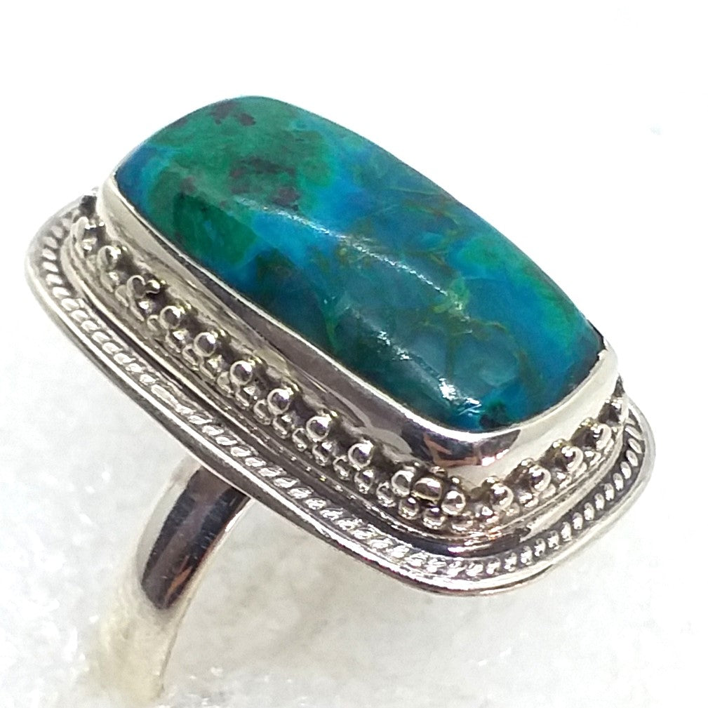 echter Natur CHRYSOKOLL Ring Gr. 18 925 Sterling Silber