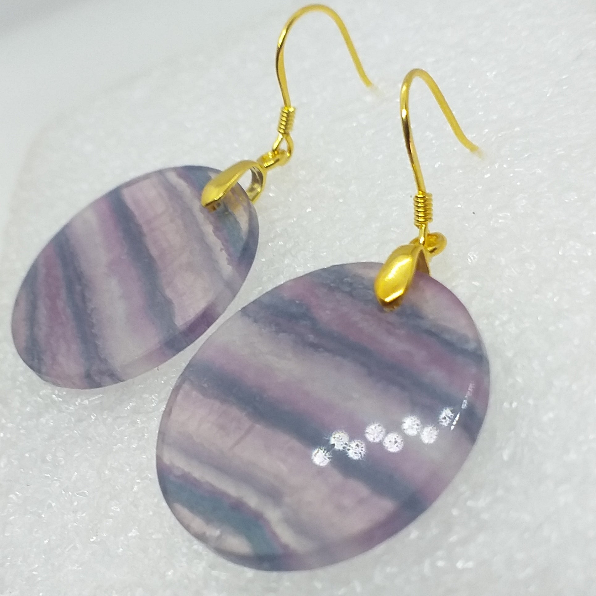 FLUORIT Ohrringe Ohrhänger 925 Sterling Silber vergoldet Regenbogenfluorit Gold