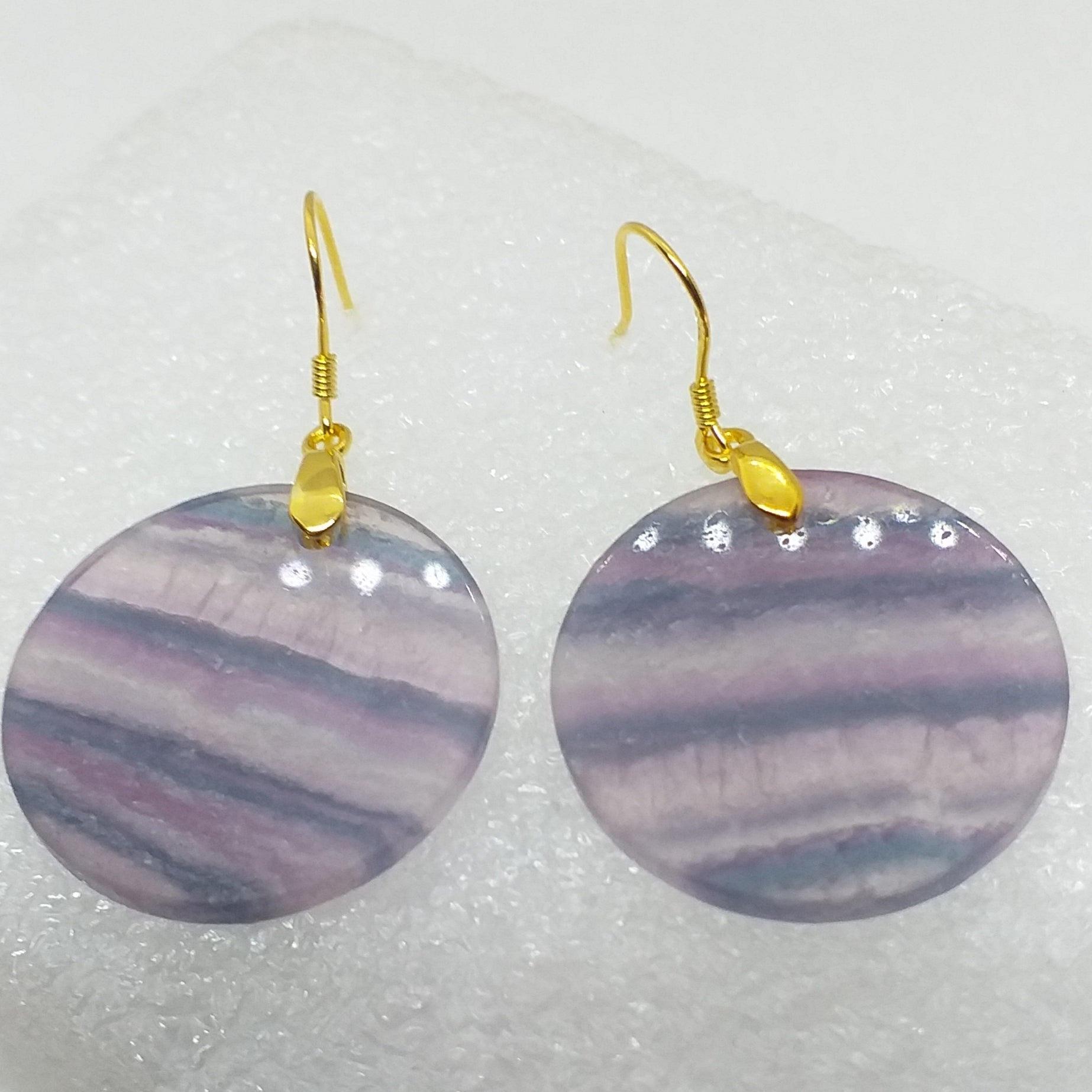 FLUORIT Ohrringe Ohrhänger 925 Sterling Silber vergoldet Regenbogenfluorit Gold