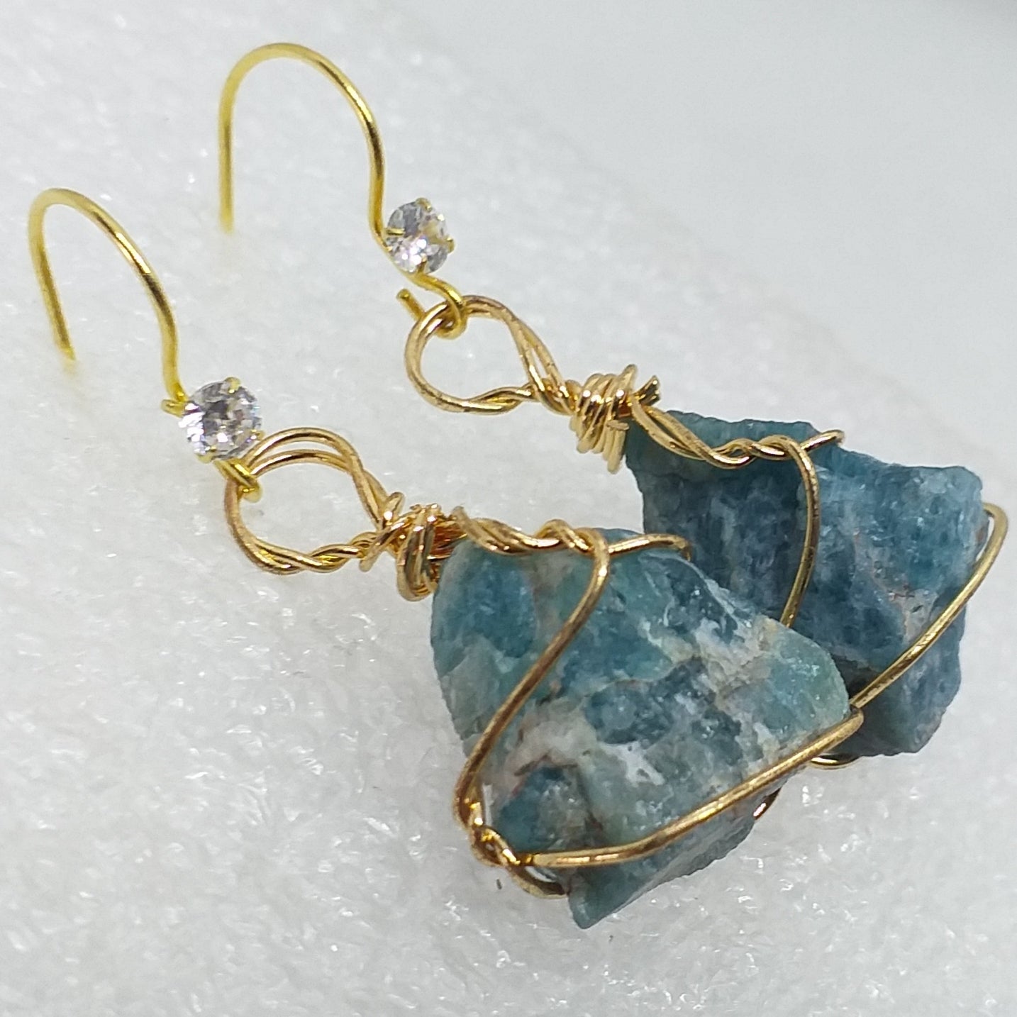 APATIT Ohrringe 925 Sterling Silber gold Rohstein Ohrhänger roh