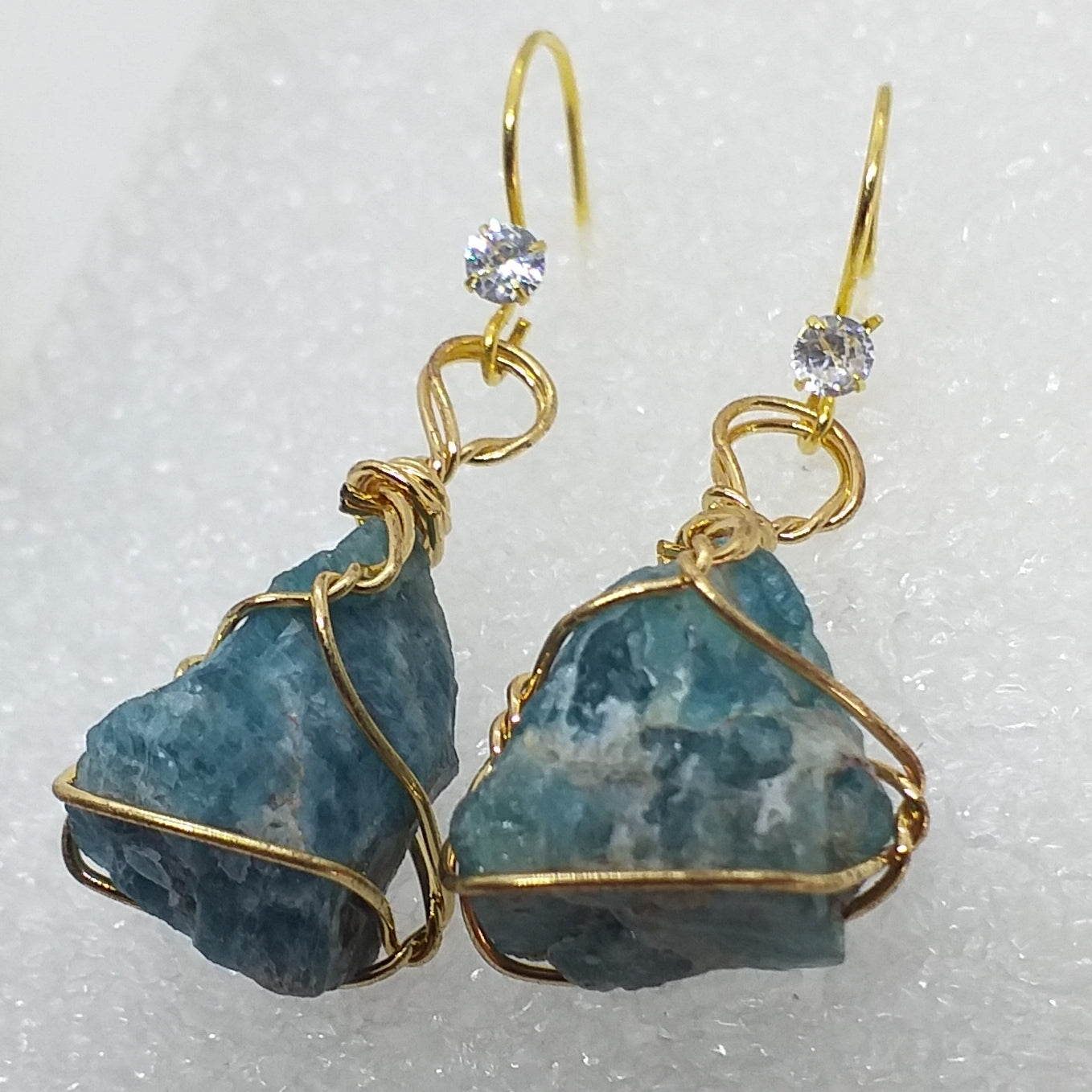 APATIT Ohrringe 925 Sterling Silber gold Rohstein Ohrhänger roh