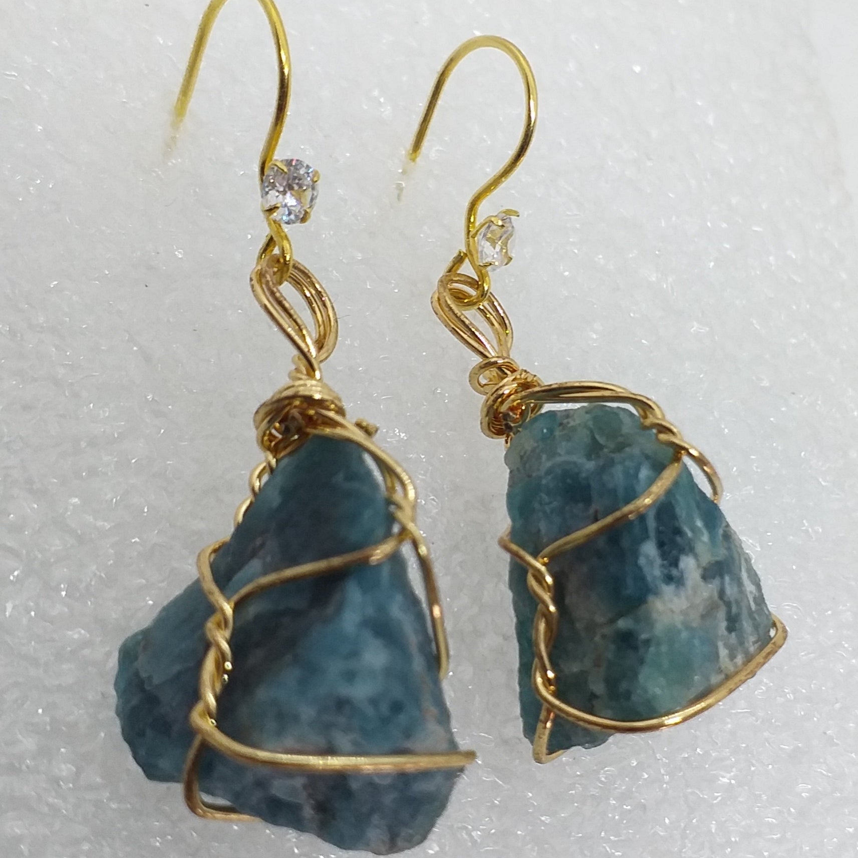 APATIT Ohrringe 925 Sterling Silber gold Rohstein Ohrhänger roh