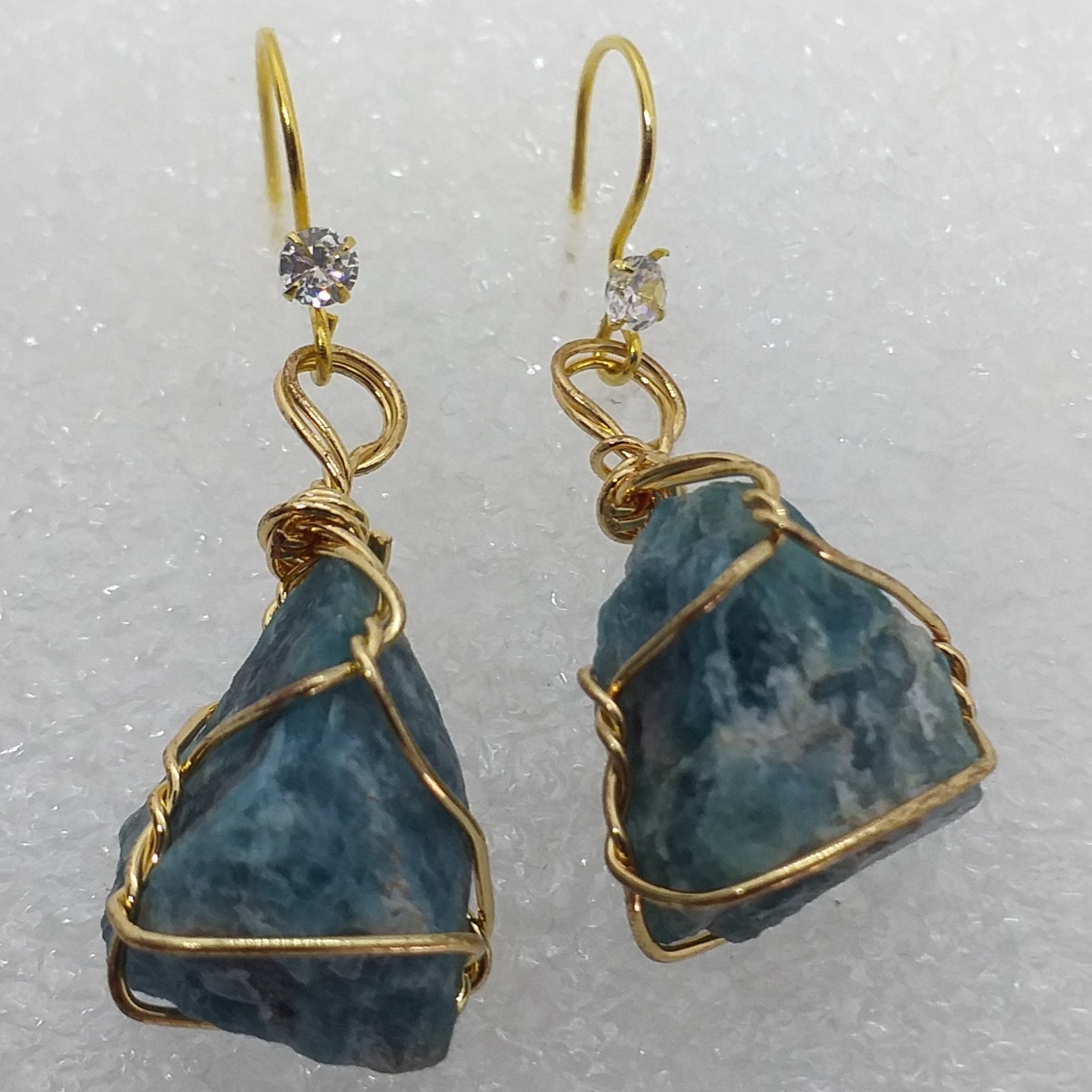 APATIT Ohrringe 925 Sterling Silber gold Rohstein Ohrhänger roh