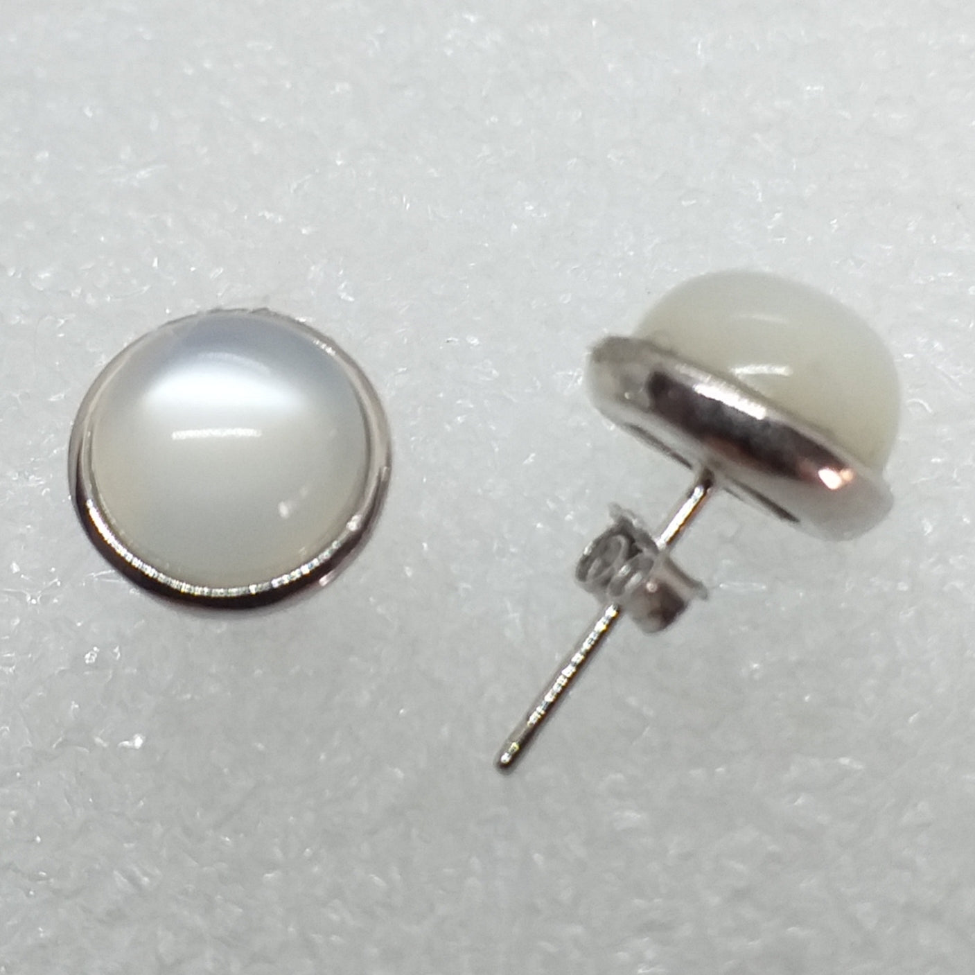 ECHTER weißer MONDSTEIN Ohrringe Ohrstecker 925 Sterling Silber SRI LANKA