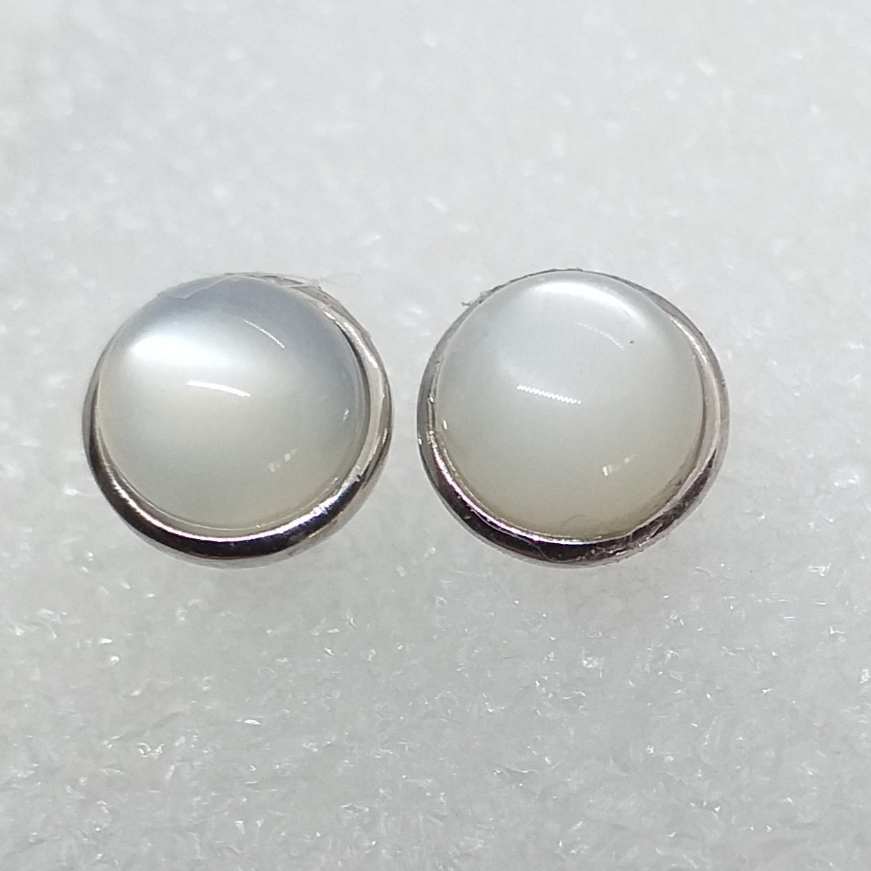 ECHTER weißer MONDSTEIN Ohrringe Ohrstecker 925 Sterling Silber SRI LANKA