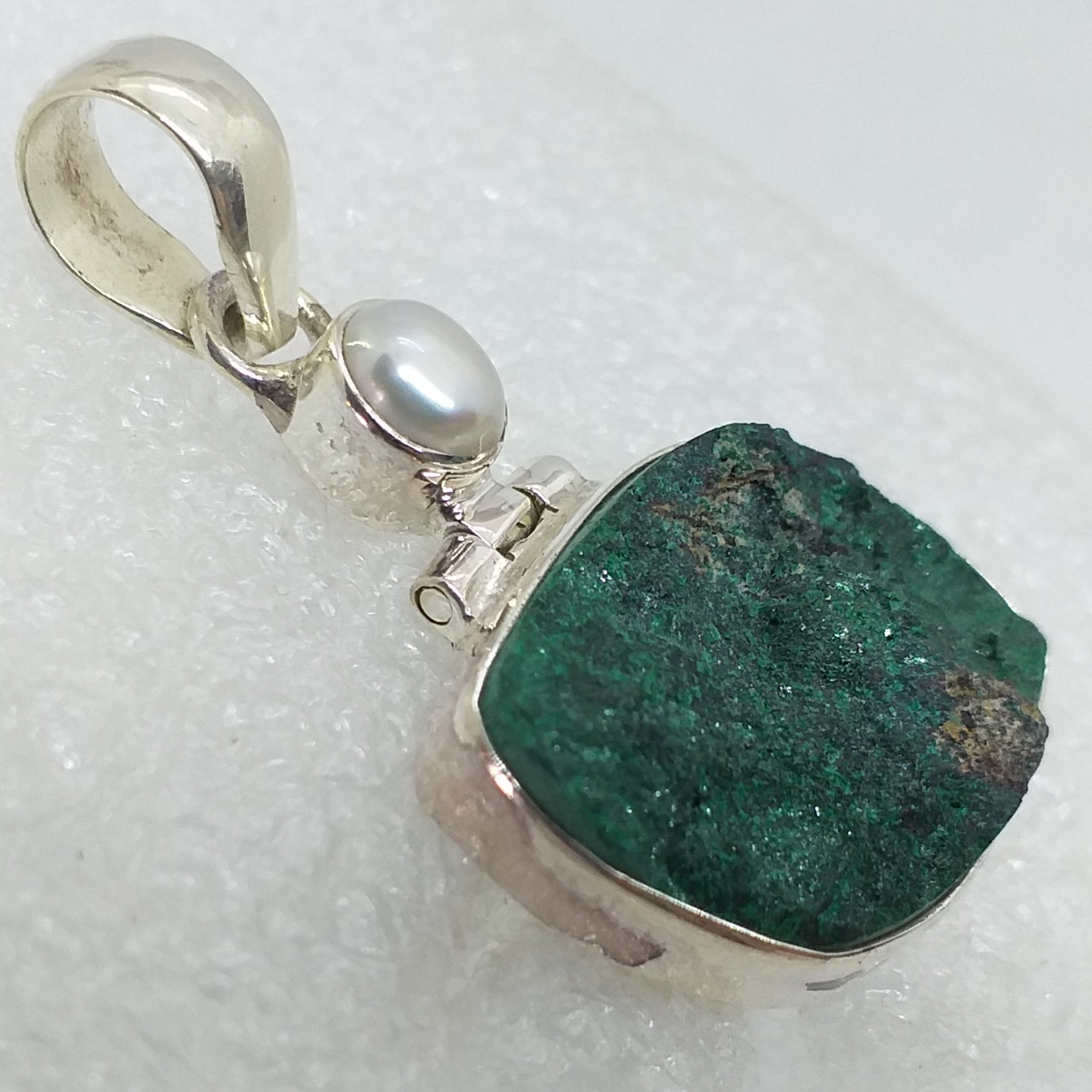 UWAROWIT GRÜNER GRANAT Rohstein Anhänger 925 Sterling Silber Perle RARITÄT